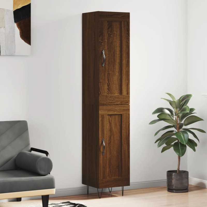 vidaXL Aparador alto madera contrachapada roble marrón 34,5x34x180 cm vidaXL Aparador alto madera contrachapada roble marrón 34,5x34x180 cm