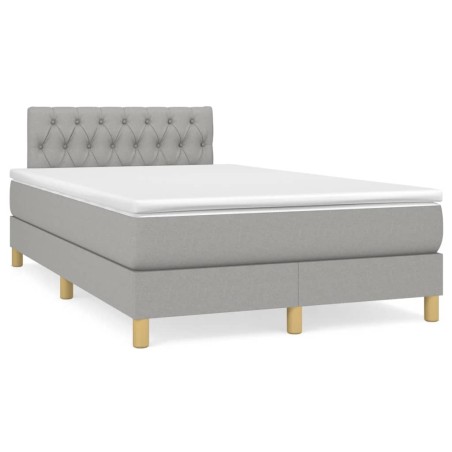 vidaXL Cama box spring con colchón tela gris claro 120x190 cm