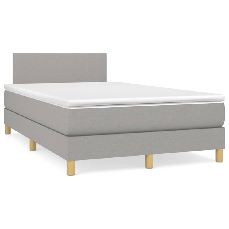 vidaXL Cama box spring con colchón tela gris claro 120x190 cm vidaXL Cama box spring con colchón tela gris claro 120x190 cm