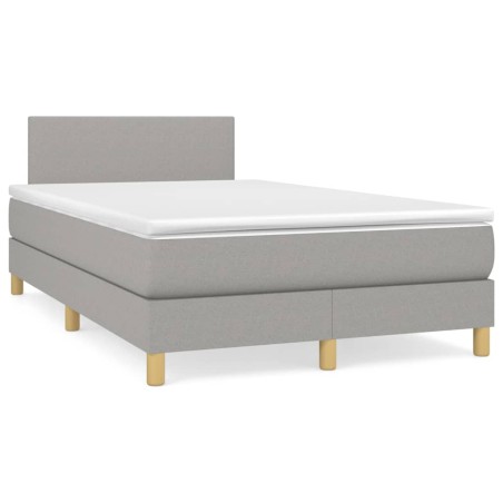 vidaXL Cama box spring con colchón tela gris claro 120x190 cm