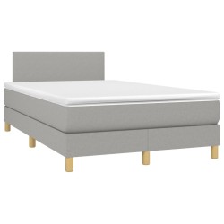vidaXL Cama box spring con colchón tela gris claro 120x190 cm