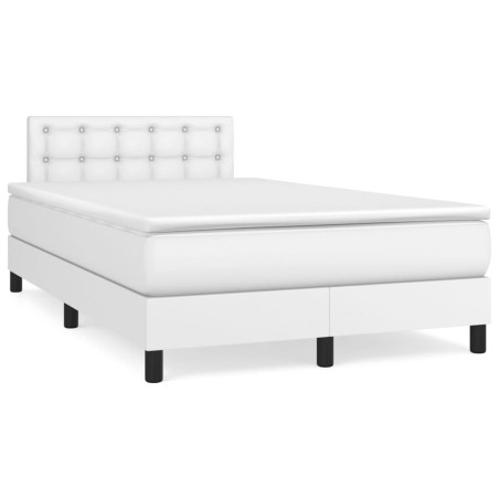 vidaXL Cama box spring con colchón cuero sintético blanco 120x190 cm