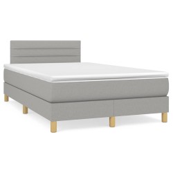 vidaXL Cama box spring con colchón tela gris claro 120x190 cm