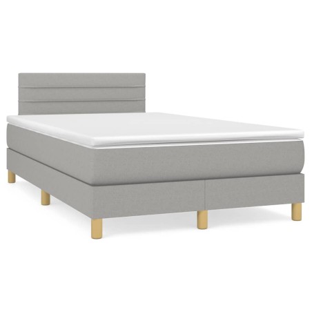 vidaXL Cama box spring con colchón tela gris claro 120x190 cm