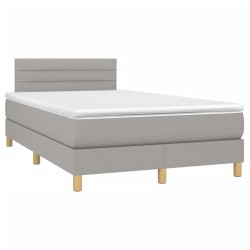 vidaXL Cama box spring con colchón tela gris claro 120x190 cm