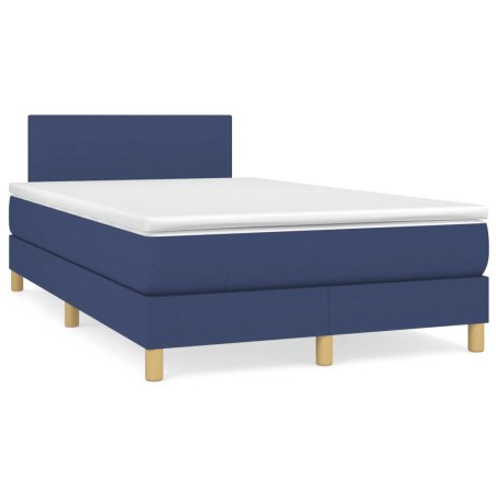 vidaXL Cama box spring con colchón tela azul 120x190 cm