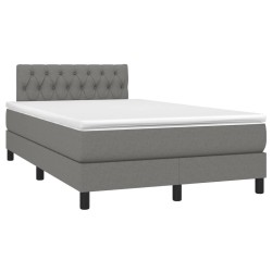 vidaXL Cama box spring con colchón tela gris oscuro 120x190 cm