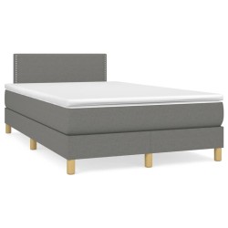 vidaXL Cama box spring con colchón tela gris oscuro 120x190 cm