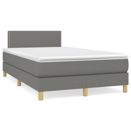 vidaXL Cama box spring con colchón tela gris oscuro 120x190 cm