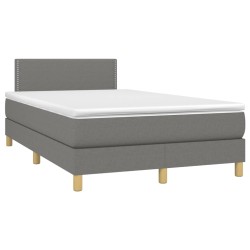 vidaXL Cama box spring con colchón tela gris oscuro 120x190 cm