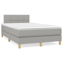 vidaXL Cama box spring con colchón tela gris claro 120x190 cm