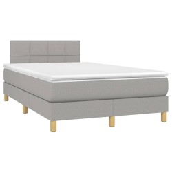 vidaXL Cama box spring con colchón tela gris claro 120x190 cm