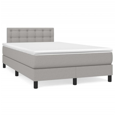 vidaXL Cama box spring con colchón tela gris claro 120x190 cm