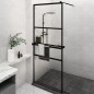 vidaXL Mampara ducha con estante vidrio ESG y aluminio negro 80x195 cm vidaXL Mampara ducha con estante vidrio ESG y aluminio negro 80x195 cm