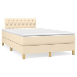vidaXL Cama box spring con colchón tela color crema 120x190 cm