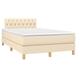vidaXL Cama box spring con colchón tela color crema 120x190 cm