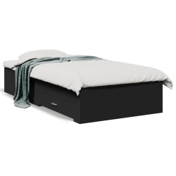 vidaXL Cama con cajones madera de ingeniería negra 90x200 cm
