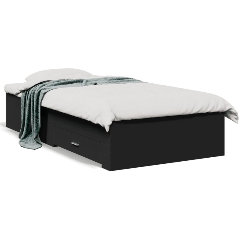vidaXL Cama con cajones madera de ingeniería negra 90x200 cm vidaXL Cama con cajones madera de ingeniería negra 90x200 cm