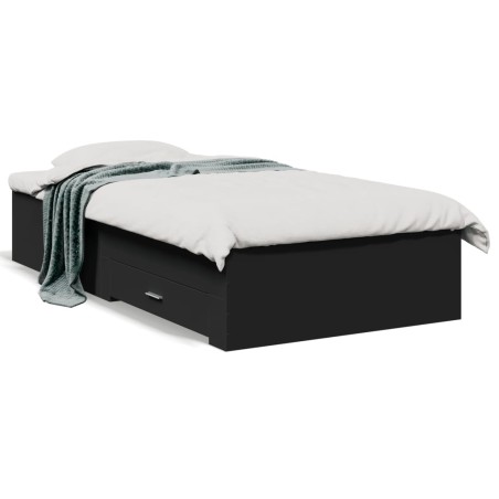 vidaXL Cama con cajones madera de ingeniería negra 90x200 cm