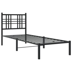 vidaXL Estructura de cama con cabecero metal negro 80x200 cm