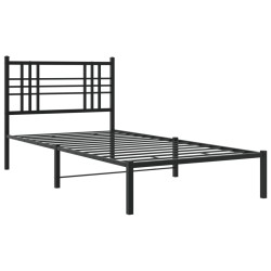 vidaXL Estructura de cama con cabecero metal negro 90x200 cm