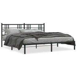 vidaXL Estructura de cama con cabecero metal negro 183x213 cm