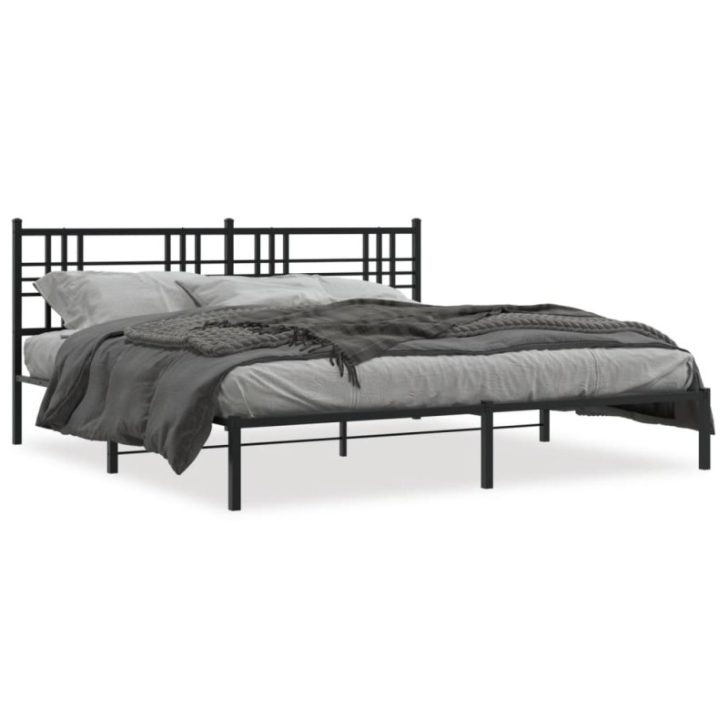 vidaXL Estructura de cama con cabecero metal negro 183x213 cm