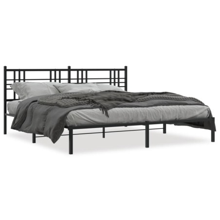 vidaXL Estructura de cama con cabecero metal negro 183x213 cm