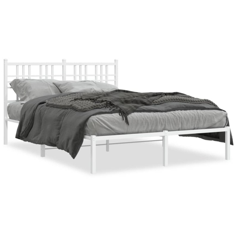 vidaXL Estructura de cama con cabecero metal blanca 140x200 cm vidaXL Estructura de cama con cabecero metal blanca 140x200 cm