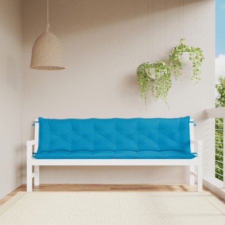 vidaXL Cojines de banco de jardín 2 uds azul claro 200x50x7 cm