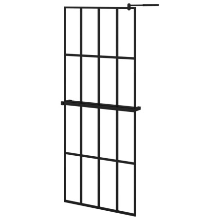 vidaXL Mampara ducha con estante vidrio ESG y aluminio negro 80x195 cm