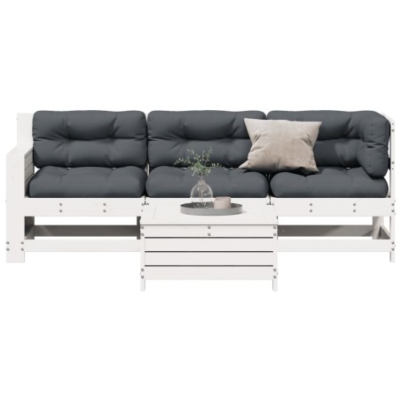 vidaXL Set muebles jardín 4 pzas con cojines madera maciza pino blanco