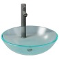 vidaXL Lavabo con grifo y tapón pulsador cristal templado esmerilado vidaXL Lavabo con grifo y tapón pulsador cristal templado esmerilado