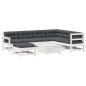 vidaXL Set muebles jardín con cojines 8 pzas madera maciza pino blanco vidaXL Set muebles jardín con cojines 8 pzas madera maciza pino blanco