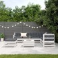 vidaXL Set muebles jardín con cojines 8 pzas madera maciza pino blanco vidaXL Set muebles jardín con cojines 8 pzas madera maciza pino blanco