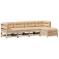 vidaXL Juego de muebles de jardín 5 pzas y cojines madera maciza pino