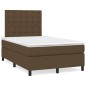 vidaXL Cama box spring con colchón tela marrón oscuro 120x190 cm