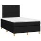 vidaXL Cama box spring con colchón tela negro 120x190 cm