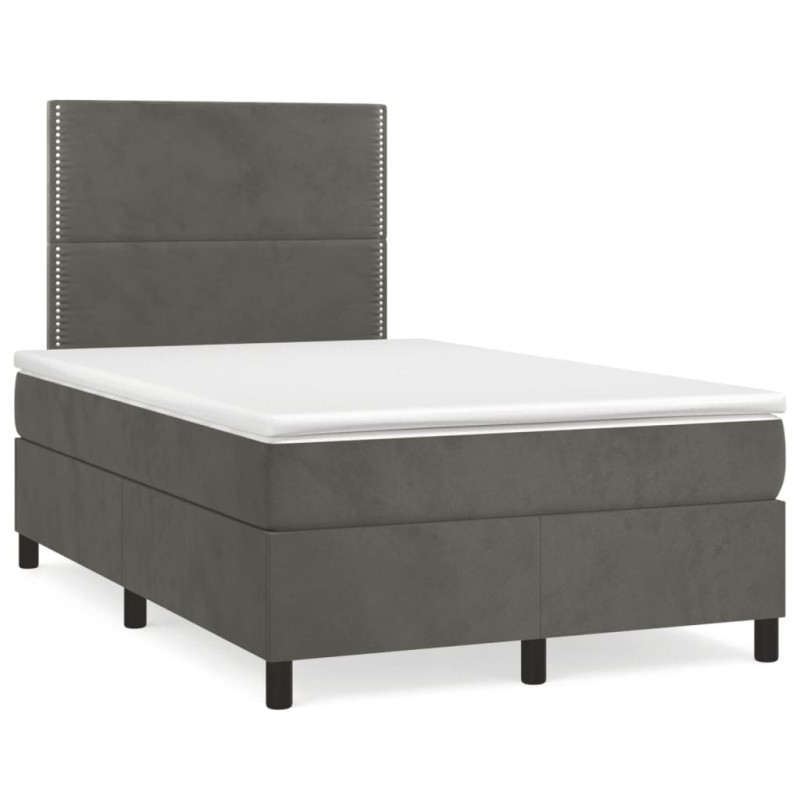 vidaXL Cama box spring con colchón terciopelo gris oscuro 120x190 cm vidaXL Cama box spring con colchón terciopelo gris oscuro 120x190 cm
