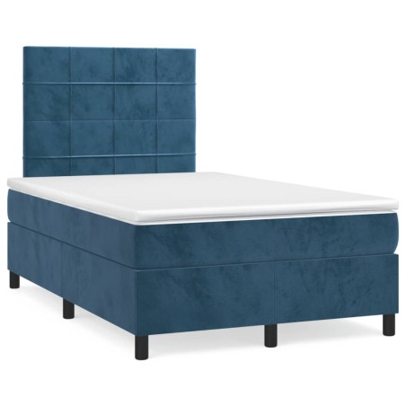 vidaXL Cama box spring con colchón terciopelo azul oscuro 120x190 cm
