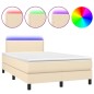 vidaXL Cama box spring con colchón y luces LED tela crema 120x190 cm vidaXL Cama box spring con colchón y luces LED tela crema 120x190 cm