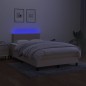 vidaXL Cama box spring con colchón y luces LED tela crema 120x190 cm vidaXL Cama box spring con colchón y luces LED tela crema 120x190 cm
