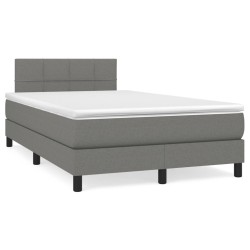 vidaXL Cama box spring con colchón y LED tela marrón oscuro 120x190 cm