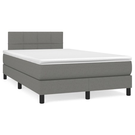 vidaXL Cama box spring con colchón y LED tela marrón oscuro 120x190 cm