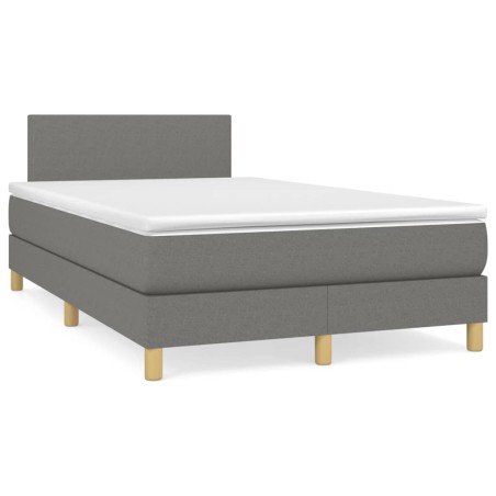 vidaXL Cama box spring con colchón y LED tela marrón oscuro 120x190 cm