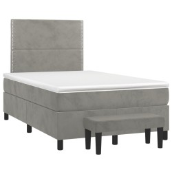 vidaXL Cama box spring con colchón terciopelo gris claro 120x190 cm