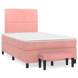vidaXL Cama box spring con colchón terciopelo rosa 120x190 cm