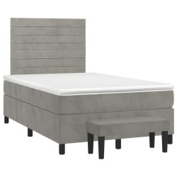 vidaXL Cama box spring con colchón terciopelo gris claro 120x190 cm