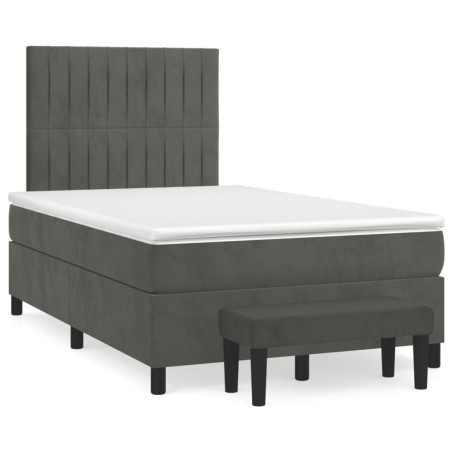 vidaXL Cama box spring con colchón terciopelo gris oscuro 120x190 cm