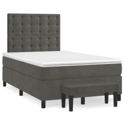 vidaXL Cama box spring con colchón terciopelo gris oscuro 120x190 cm